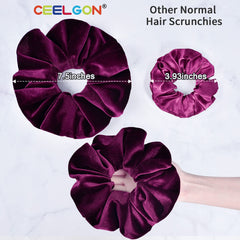 CEELGON big velvet scrunchies close-up showing soft fabric and secure stretch.