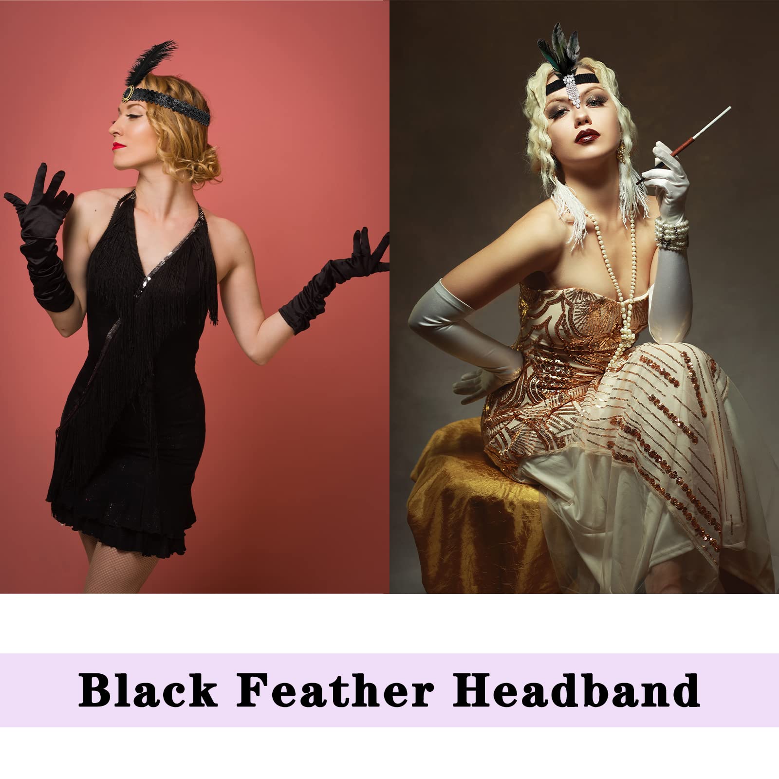 Ceenna vintage black feather headband ideal for cosplay and prom.