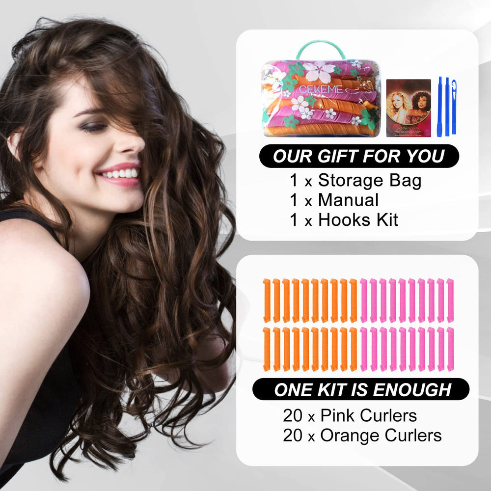 CEKEME easy-use steps chart demonstrates no-heat curl process.