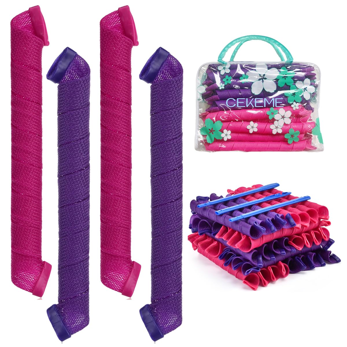CEKEME heatless spiral rollers in packaging with eco-friendly storage bag