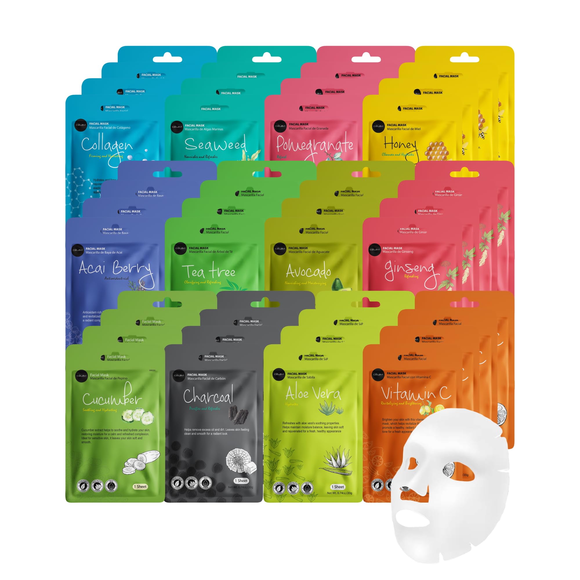 Celavi Cosmetics collagen essence mask sheet pack shot for deep hydration