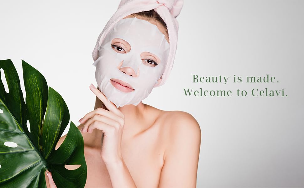 Celavi Essence Mask Vitamin C brightens and evens skin tone for a healthy look.