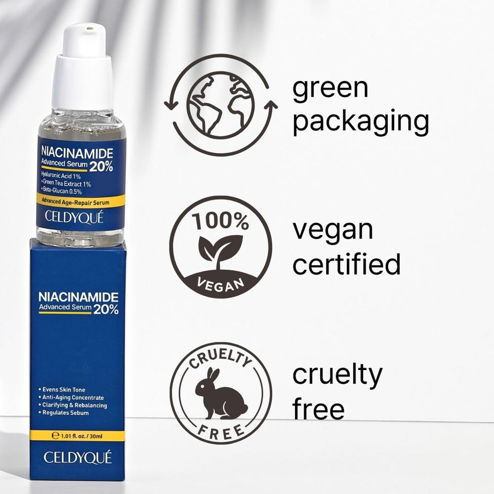 CELDYQUE Niacinamide serum with rose water and green tea extract for soothing hydration