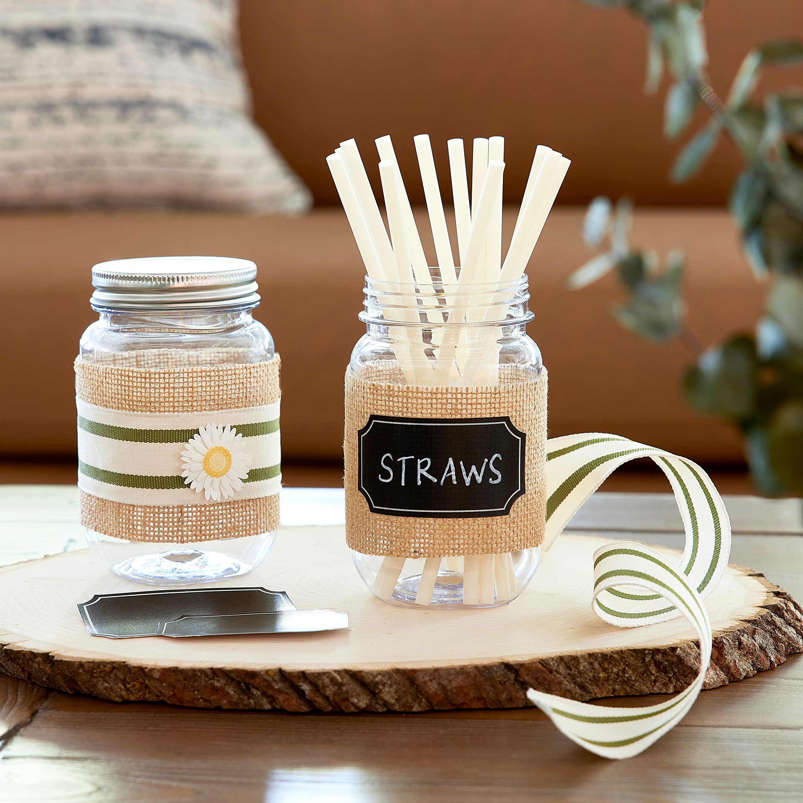 Celebrate It Michaels 16oz plastic Mason jar open for quick-access crafts and tools