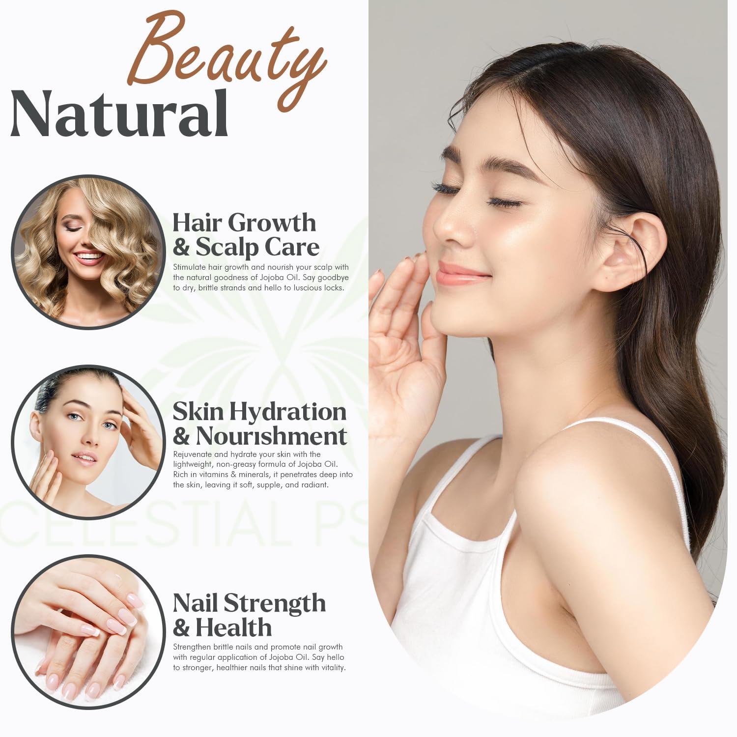 Celestial Psyche Jojoba Oil nail-strength formula for stronger nails.