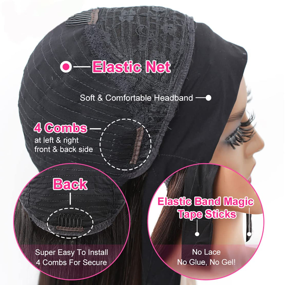 Celiarita headband wig glueless Velcro snapping for quick fit
