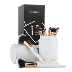 CELIMAIT 12-piece makeup brush set with case for easy travel touch-ups