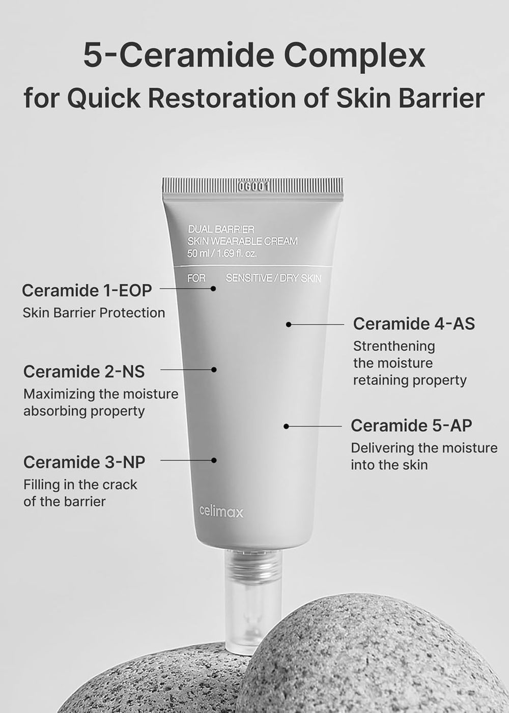 Celimax Dual Barrier application close-up showing cream texture