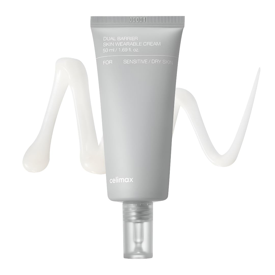 Celimax Dual Barrier Cream bottle closeup showing long lasting hydration.