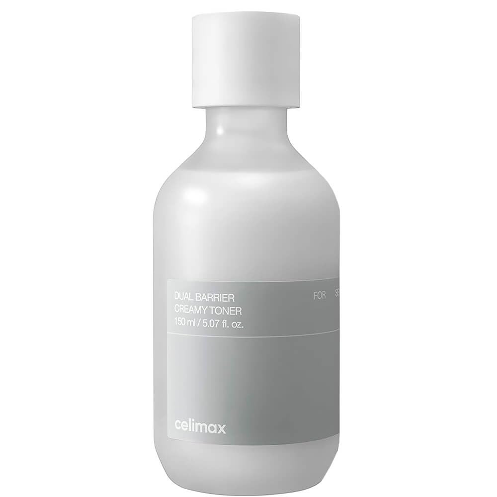 Celimax Dual Barrier Creamy Toner ceramide-peptide illustration emphasizes barrier-supporting ingredients