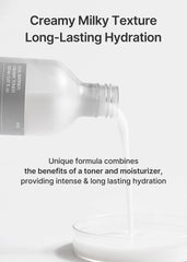 Celimax Dual Barrier Creamy Toner milky texture signals hydration and soothing feel on skin