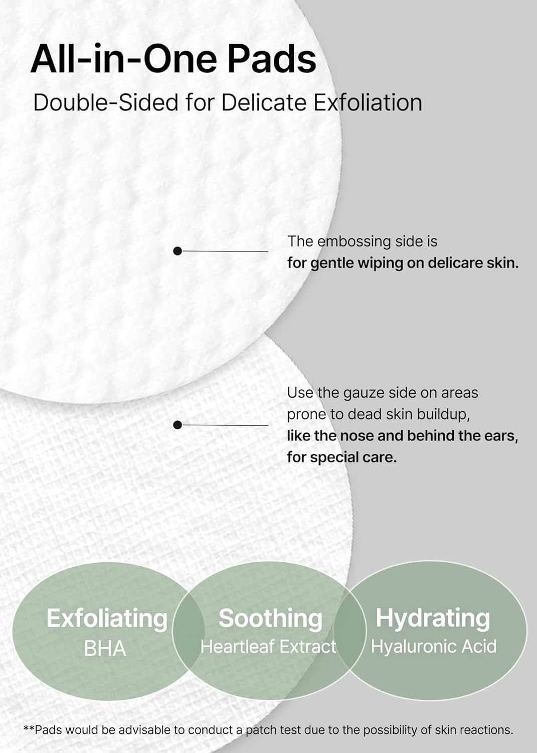 Celimax Ji.Woo.Gae Heartleaf BHA pad close-up shows targeted nose exfoliation