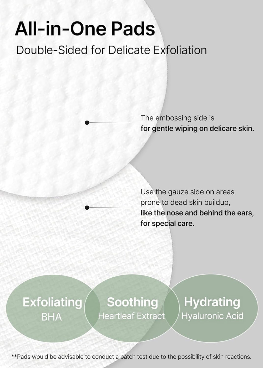 Celimax Ji.Woo.Gae Heartleaf BHA pad close-up shows targeted nose exfoliation