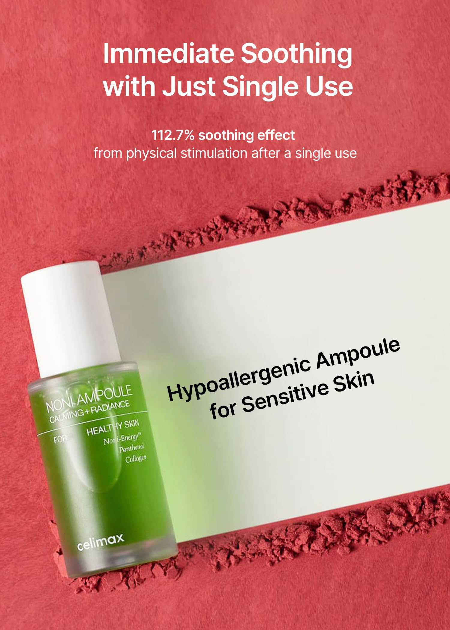 celimax Noni Energy Ampoule application on fingertip demonstrates quick absorption