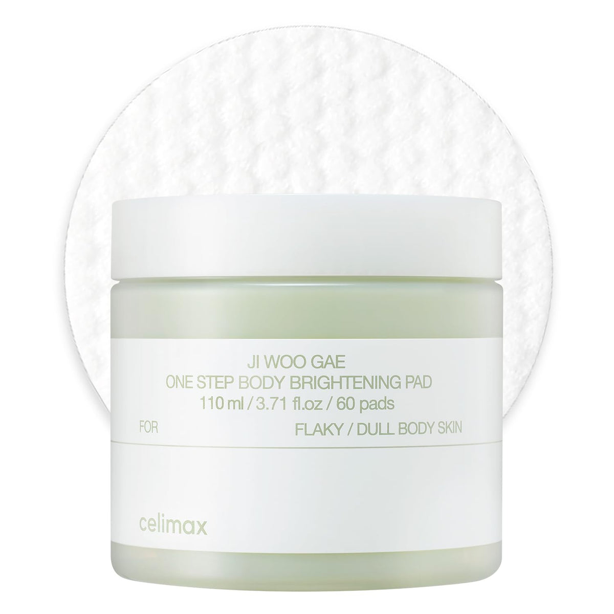 Celimax ONE STEP Body Brightening Pad packaging shows travel-friendly design for on-the-go use