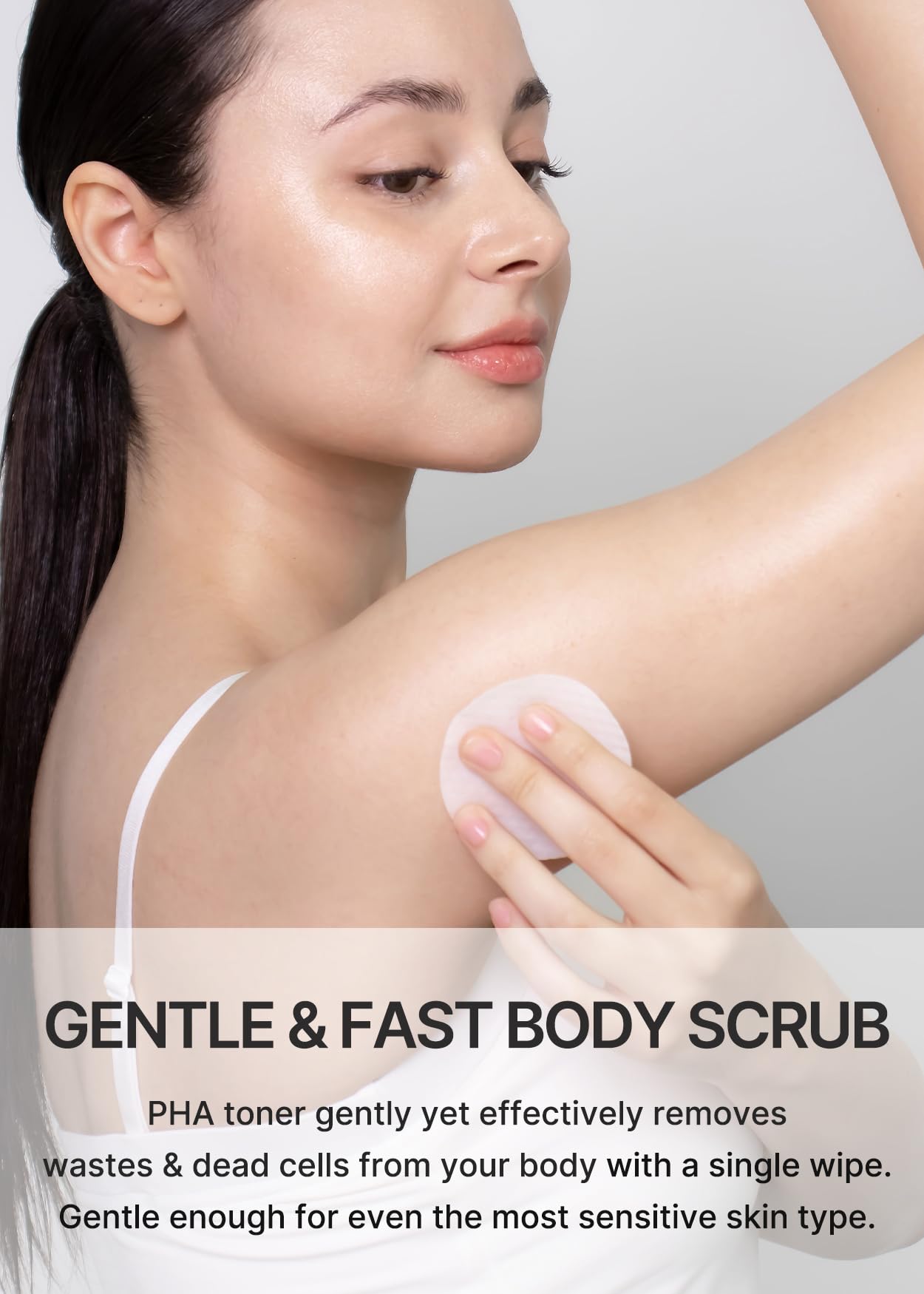 Celimax ONE STEP Body Brightening Pad texture demonstrates even application on skin