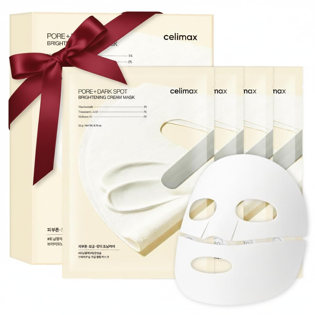Celimax Pore+Dark Spot Cream Mask packaging shows a non-drip sheet design for mess-free use.
