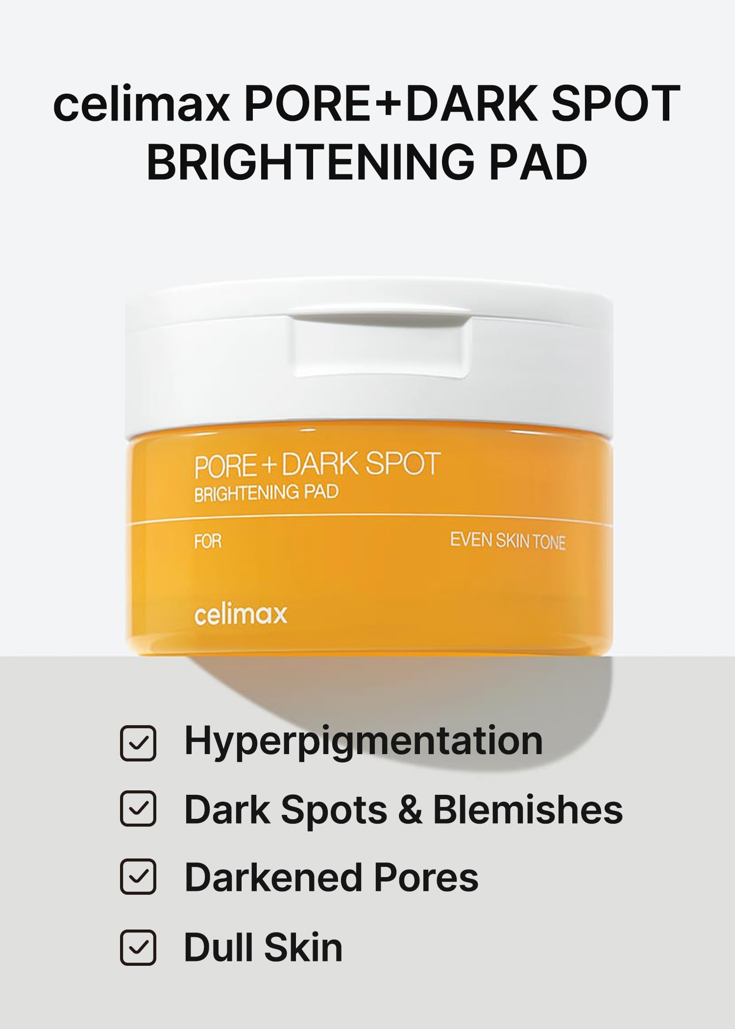 Celimax PorePlus pads swipe motion demonstrates daily exfoliation and pore care