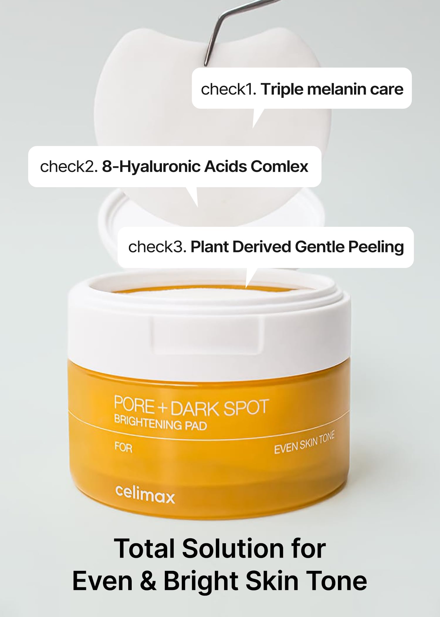 Celimax PorePlus pads pore-minimizer action graphic illustrating improved texture