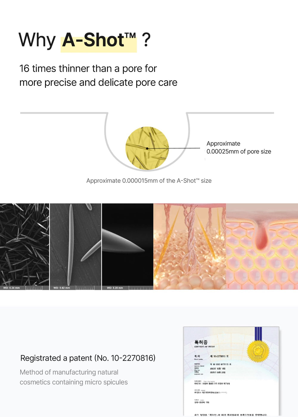 Celimax Vita A Retinal Shot application on skin indicating pore and wrinkle improvement.