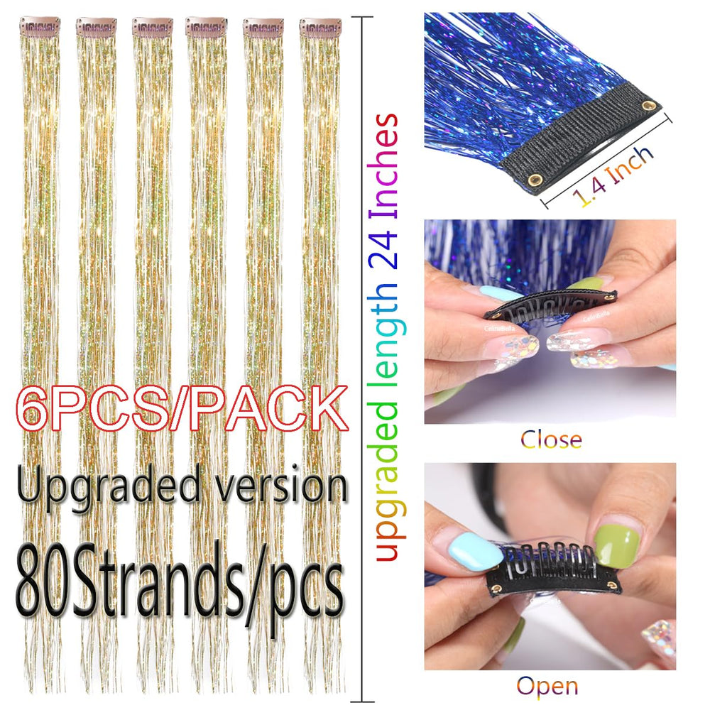 CelineBella hair tinsel kit with clip-in tools for easy, quick style changes