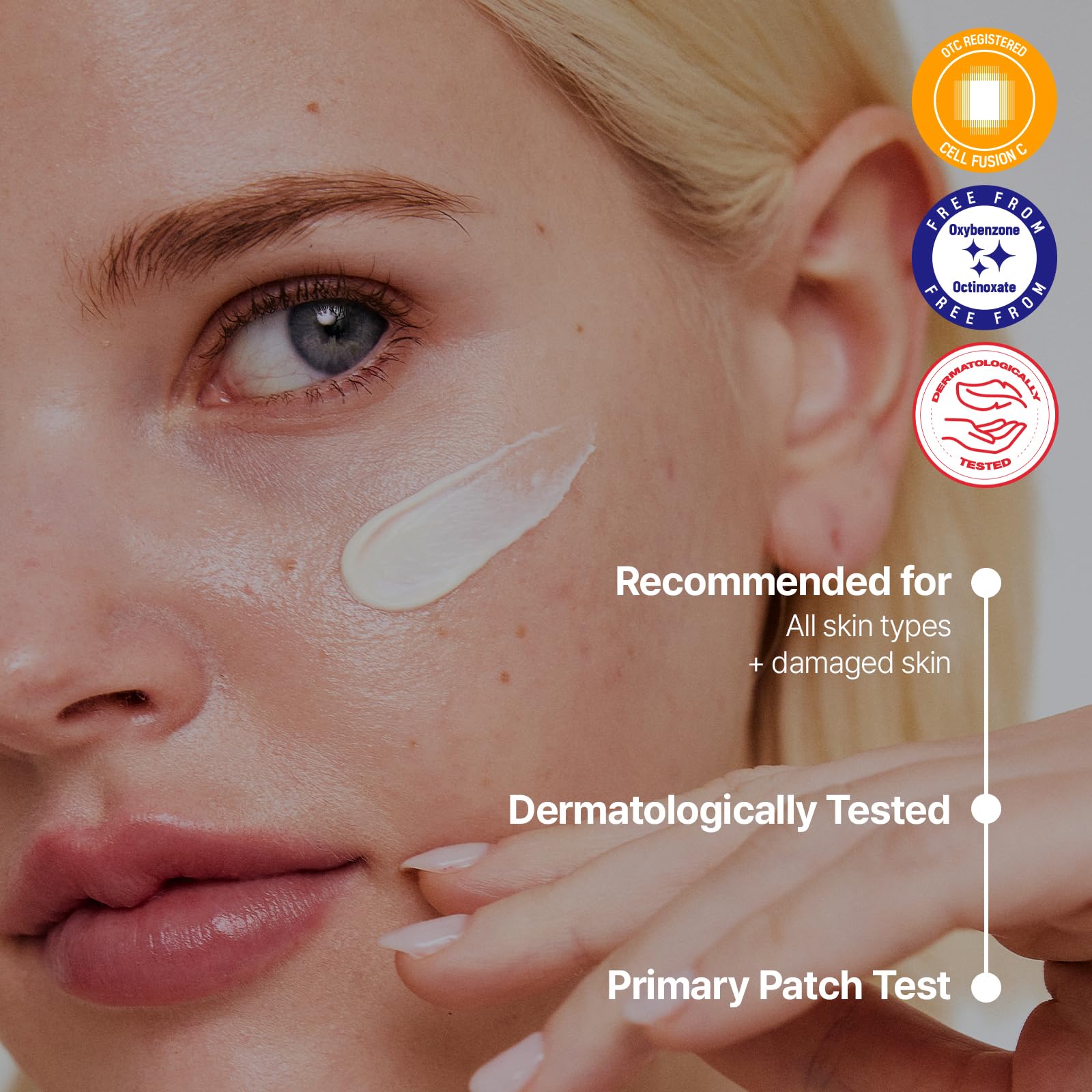 Cell Fusion C dermatology-tested label indicates sensitive-skin suitability.