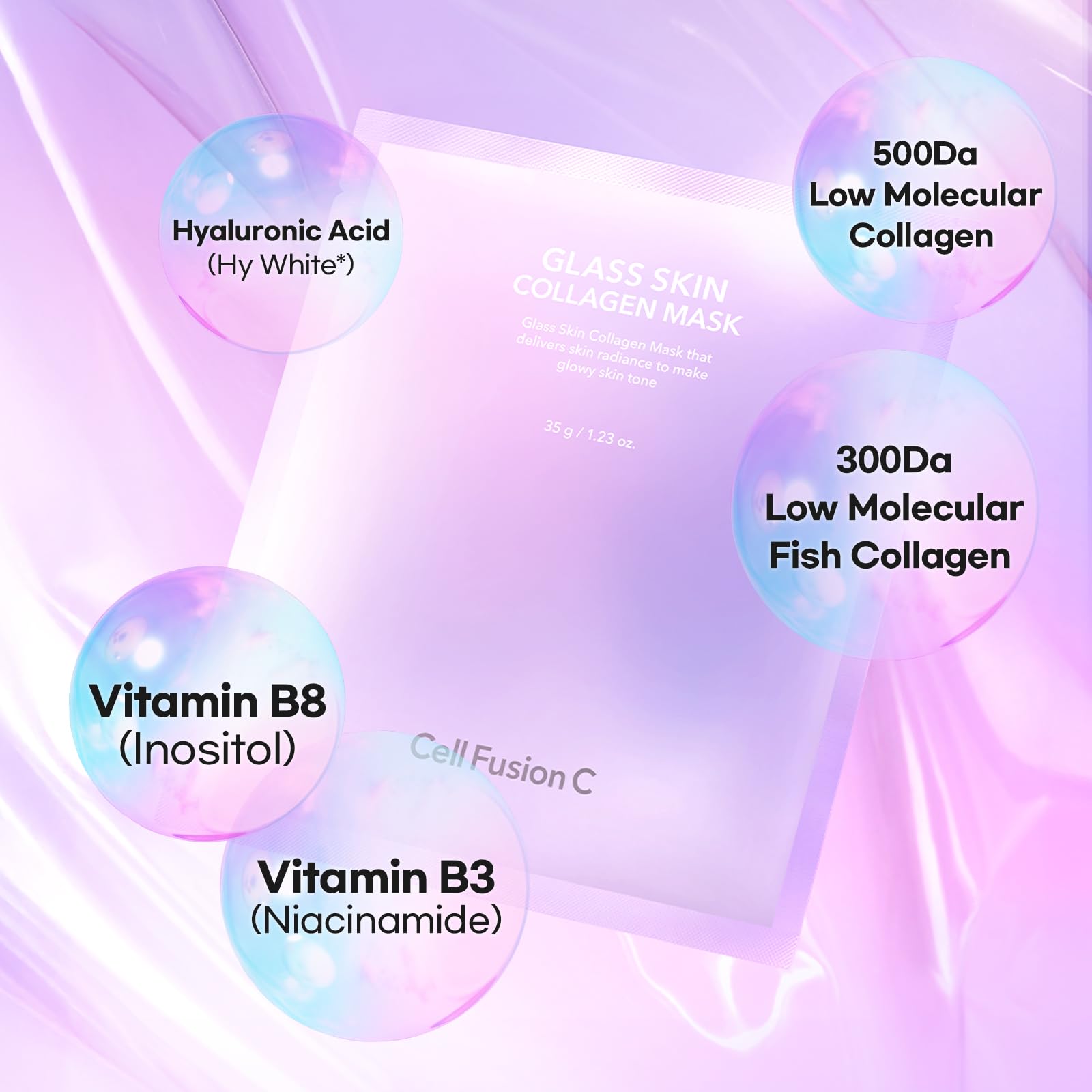 Cell Fusion C Glass Skin Mask glow imagery highlights radiance after treatment.