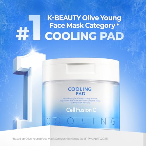 Cell Fusion C Post Alpha Cooling Pad applying to cheek for instant cooling.