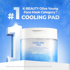 Cell Fusion C Post Alpha Cooling Pad applying to cheek for instant cooling.