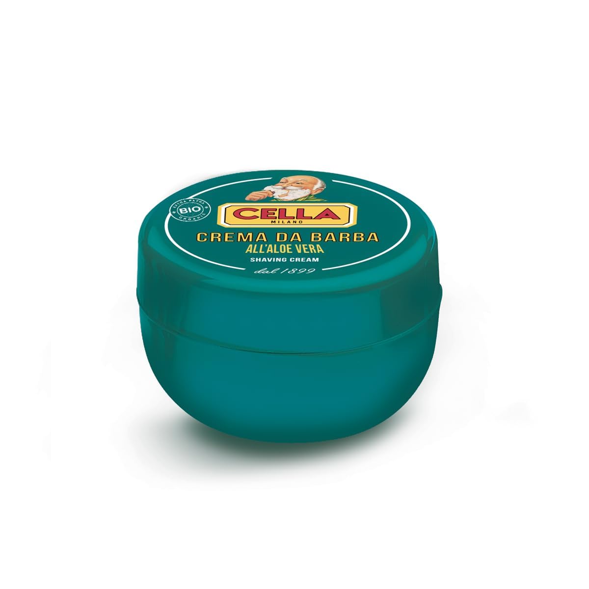 Cella Aloe Vera shaving soap lather demonstrates dense, luxurious foam for smooth razor glide.