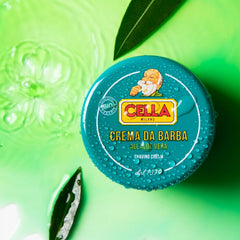 Cella Aloe Vera soap close-up reveals rich cream cushioning skin during shaving.