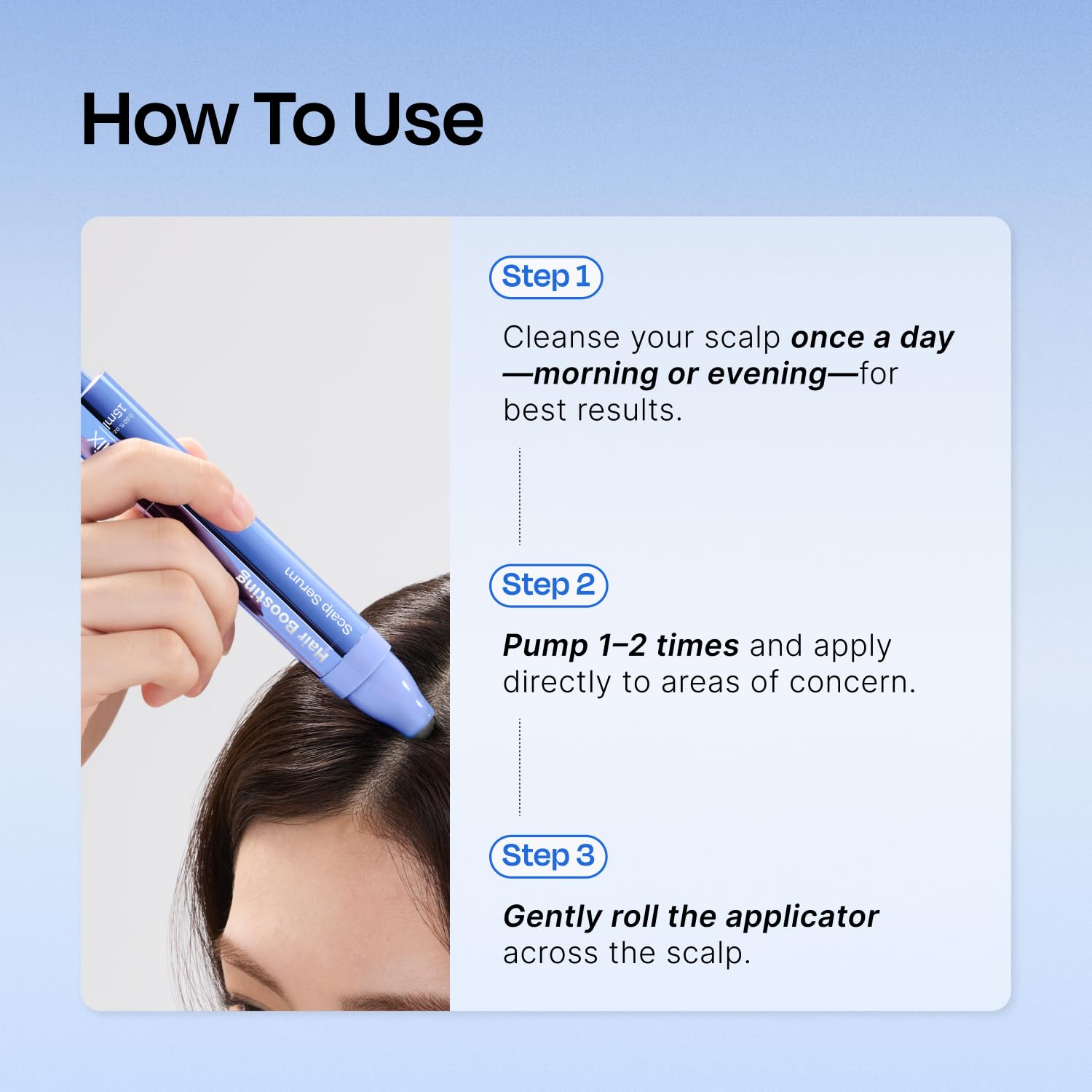 Celladix product on scalp with non-greasy finish
