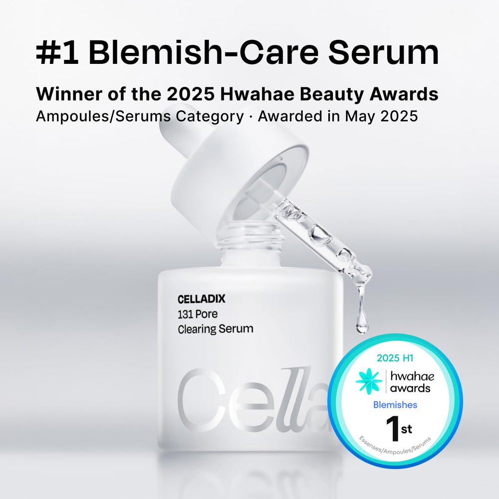 Celladix Sebum Rebalancing Rx 131 Ampoule on the face shows gentle pat-in application.