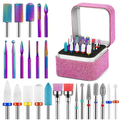 Cellentool 25pc nail drill bits kit in storage box for easy portability.