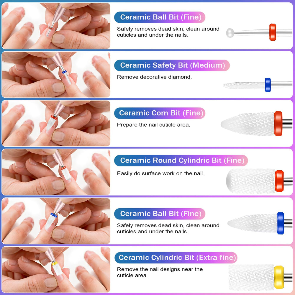 Cellentool ceramic nail bits collection for smooth finishes and cuticle prep