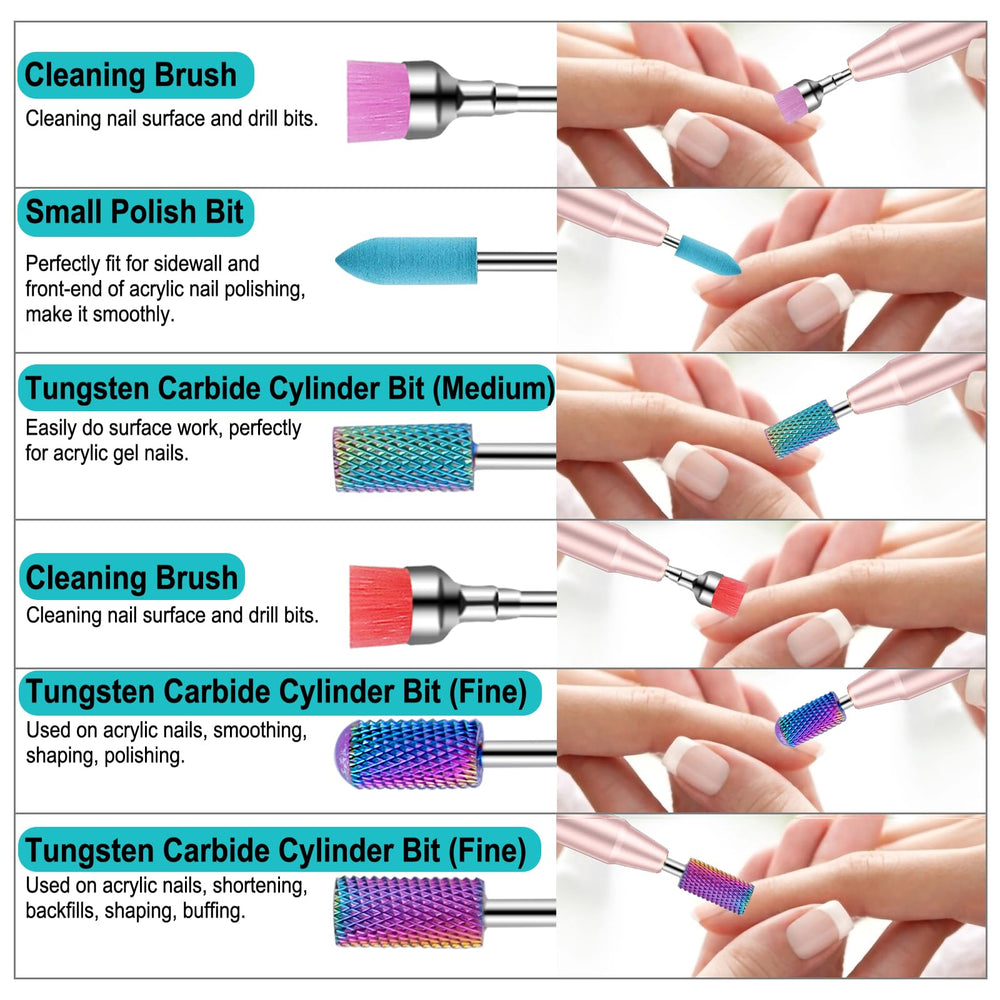 Cellentool tungsten carbide bits for durable, precise nail carving.