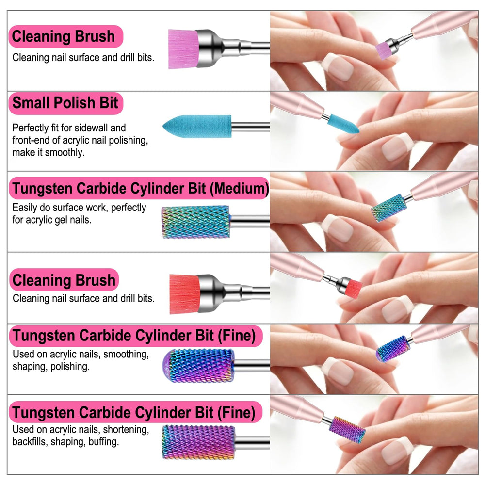 Cellentool tungsten carbide bits for durable cuticle and prep work.