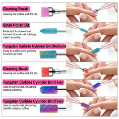 Cellentool tungsten carbide bits for durable cuticle and prep work.