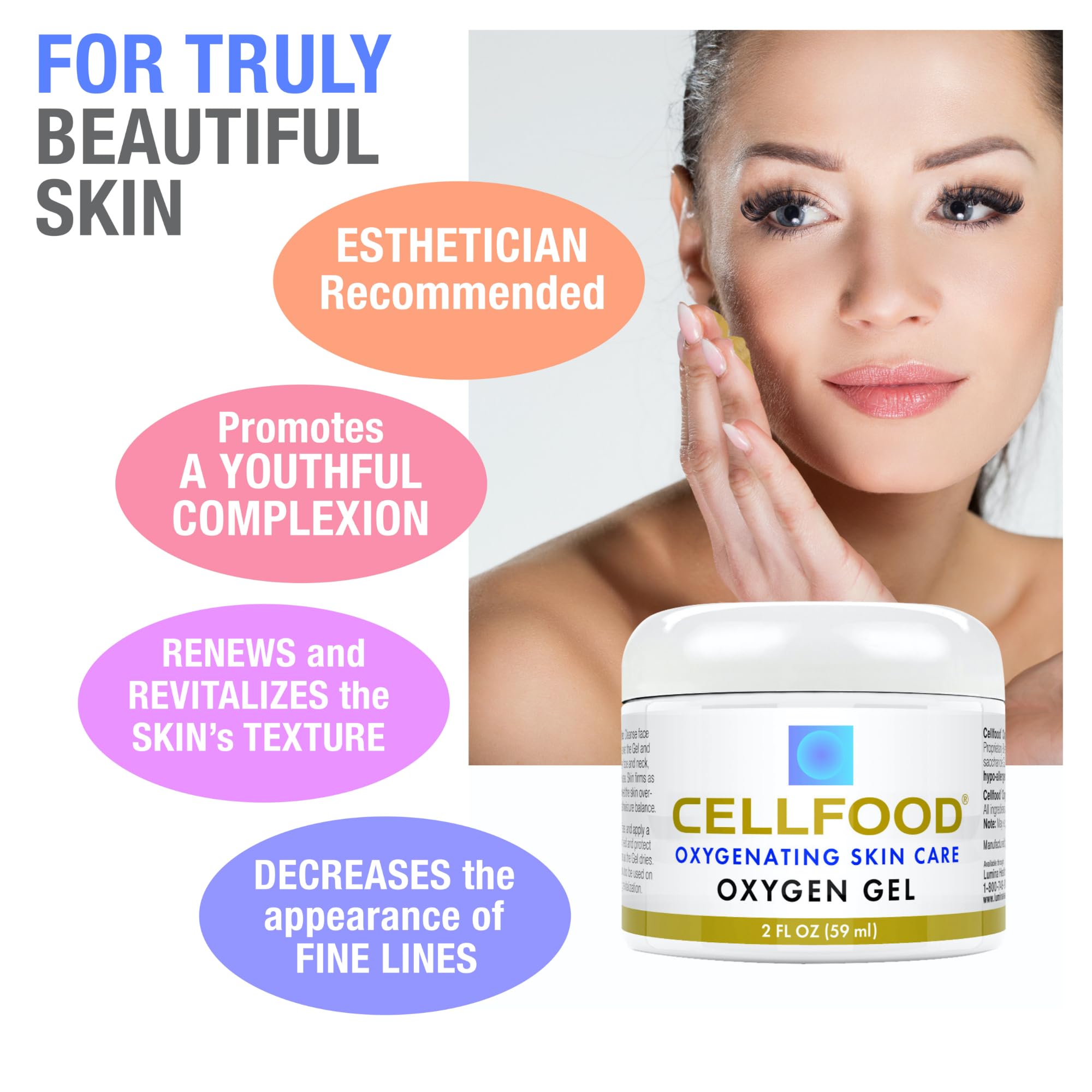 Cellfood Oxygen Gel texture application demonstrating lightweight non-greasy finish for skin.