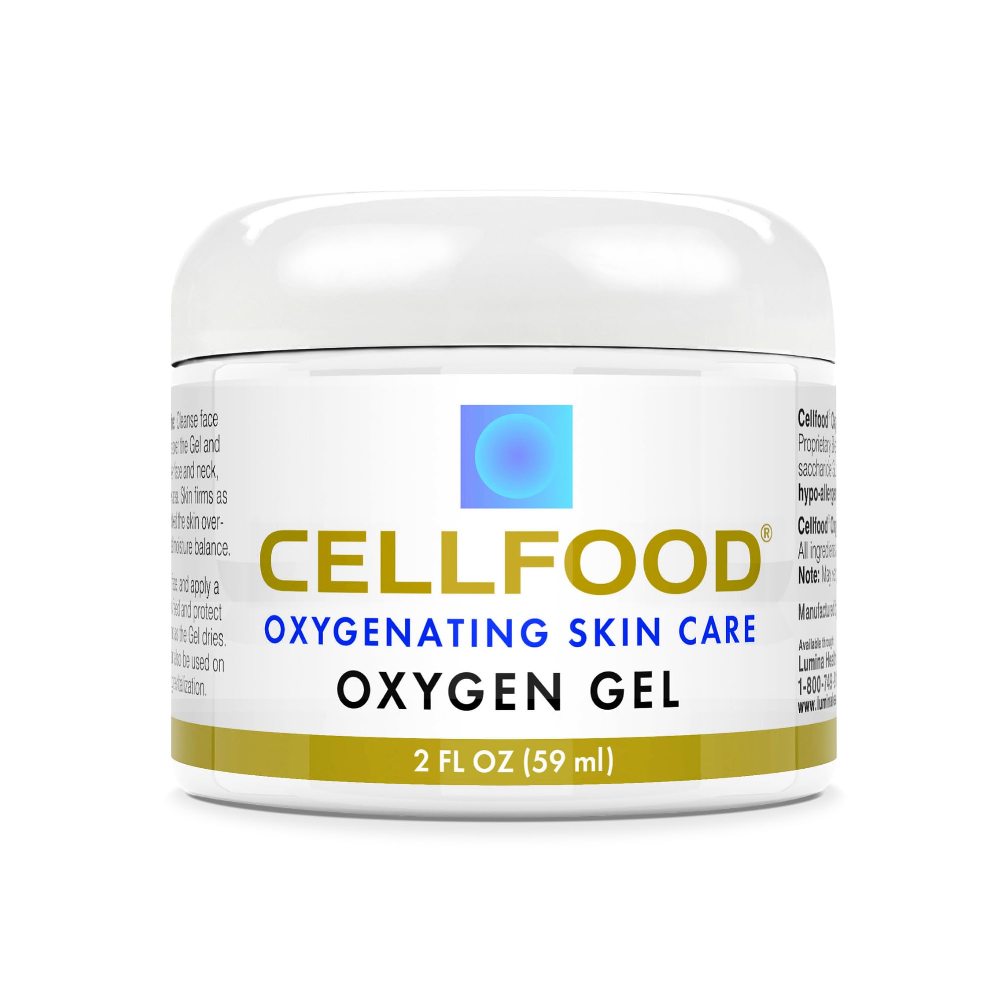 Cellfood Oxygen Gel tube closeup highlighting creamy texture for daily hydration.