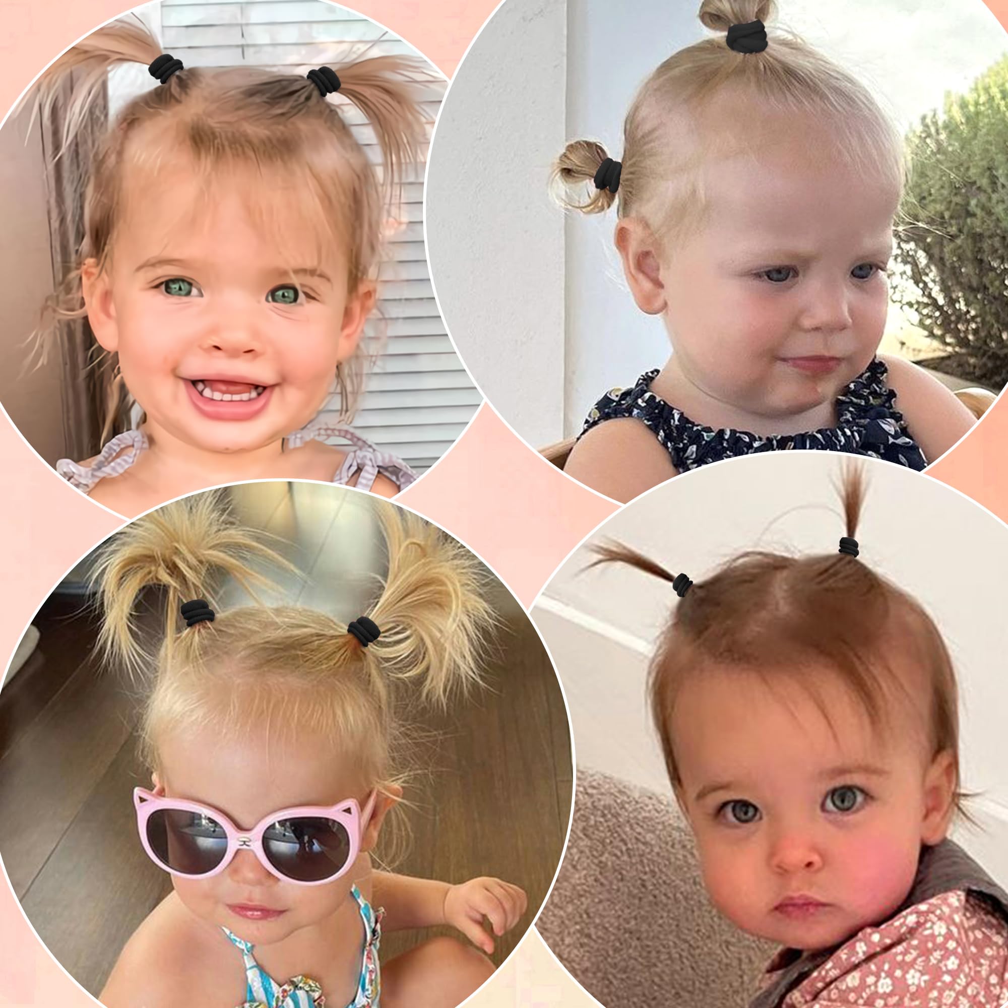 CÉLLOT color-mixed baby hair ties offer vibrant options to match outfits.