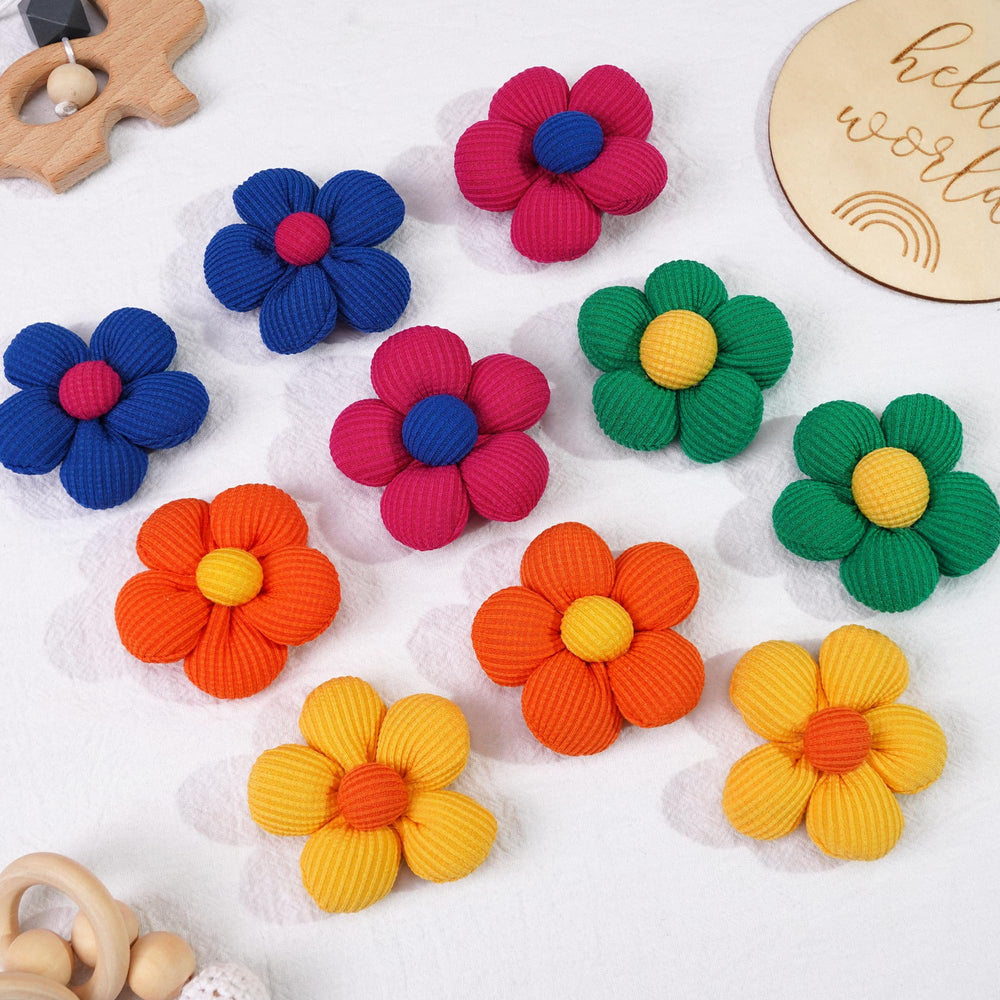 CÉLLOT flower hair tie closeup-material highlights soft waffle nylon