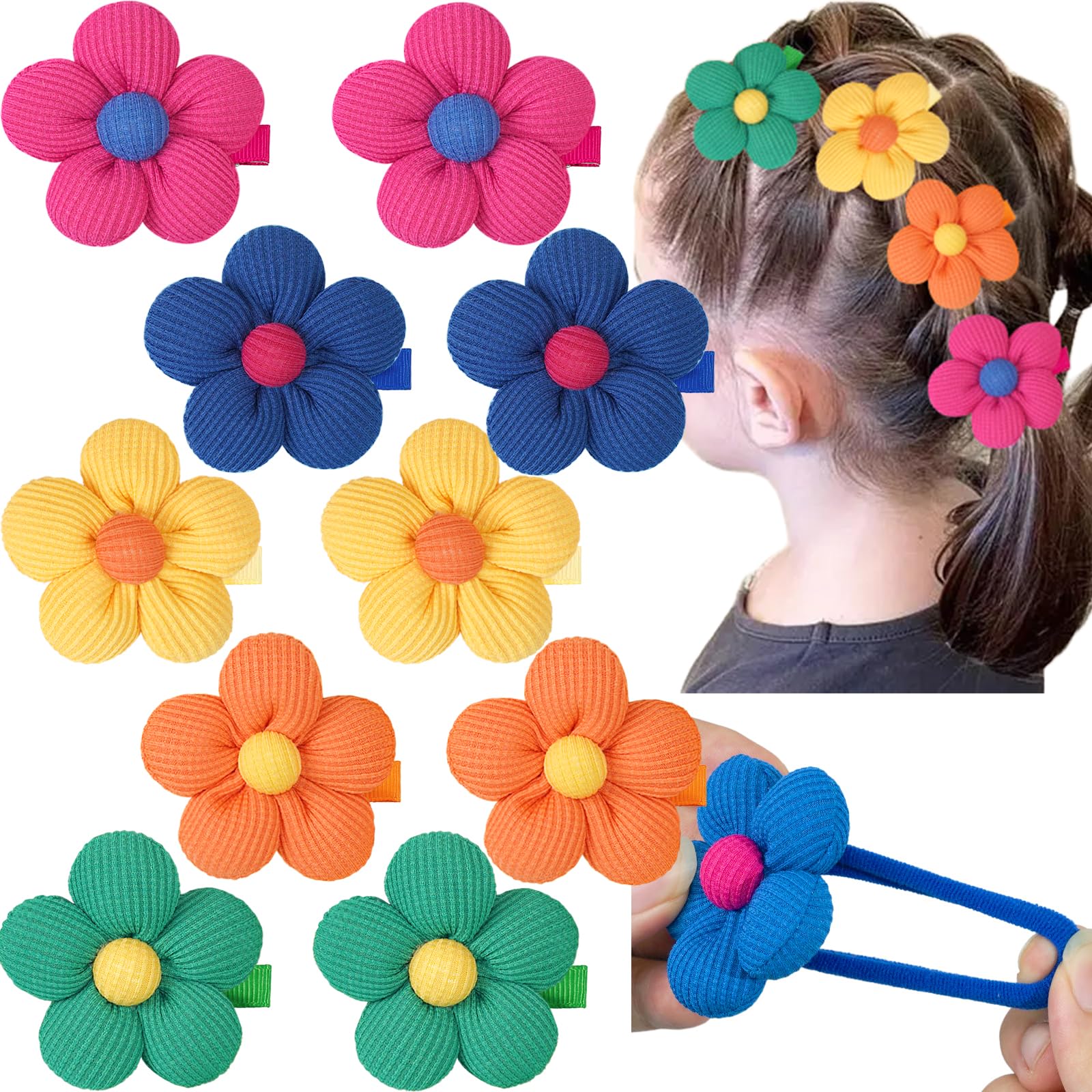 CÉLLOT flower hair tie green securely holds hair with gentle nylon elasticity