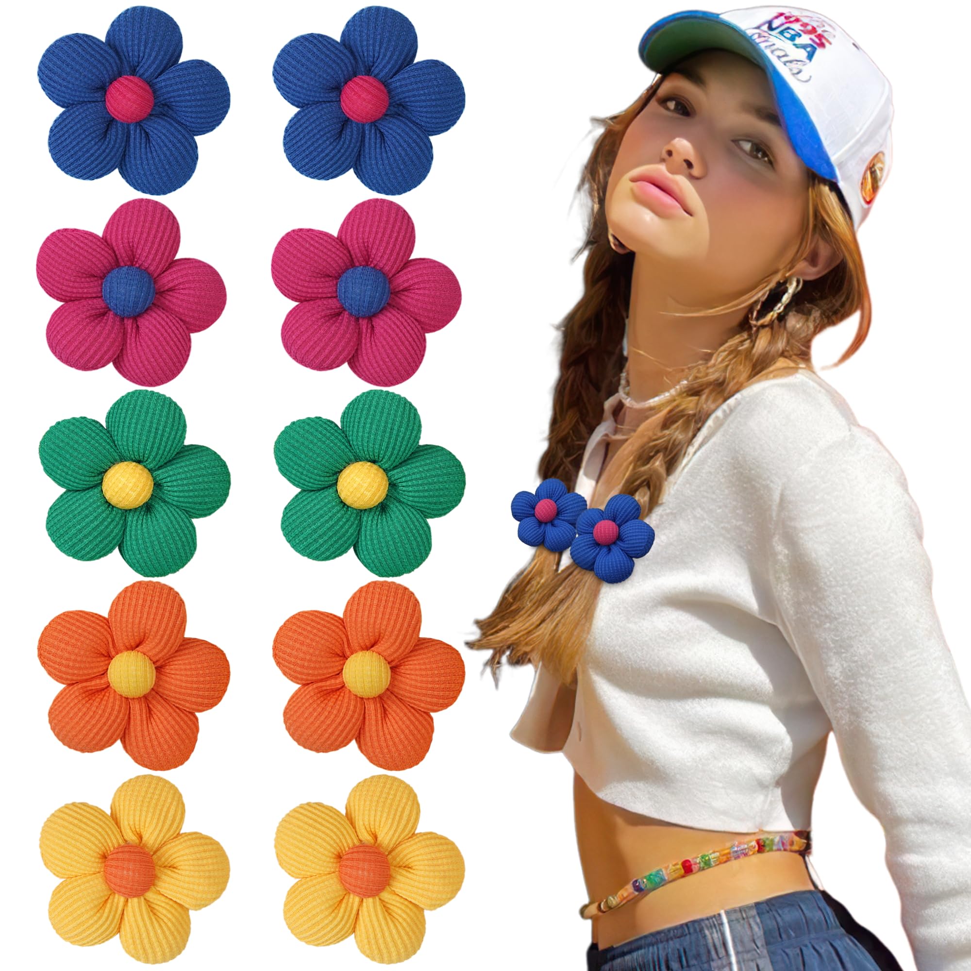 CÉLLOT flower hair tie stretch-demo illustrates high elasticity