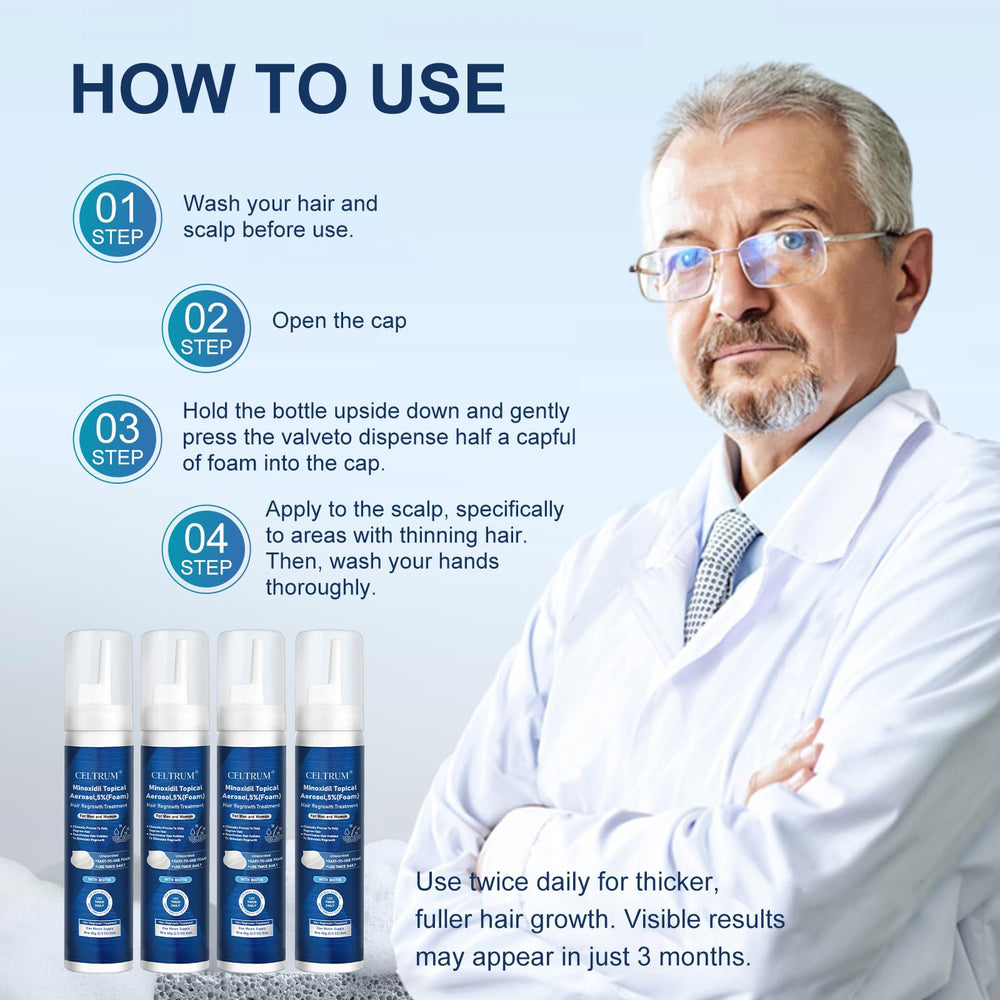 Celtrum Minoxidil Foam unscented formula shown for comfortable daily use.