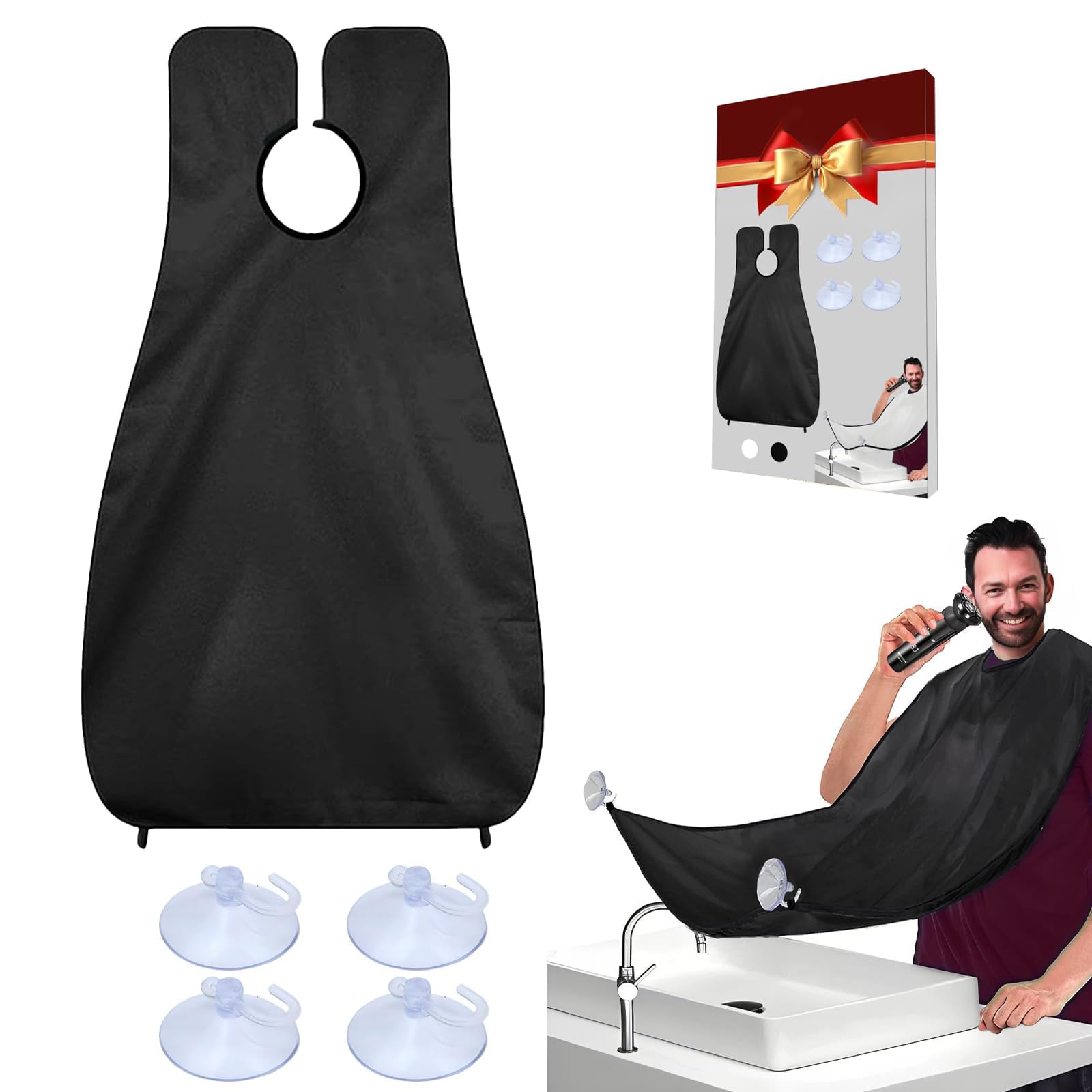 Celuisiva beard bib apron with suction cups for mess-free grooming