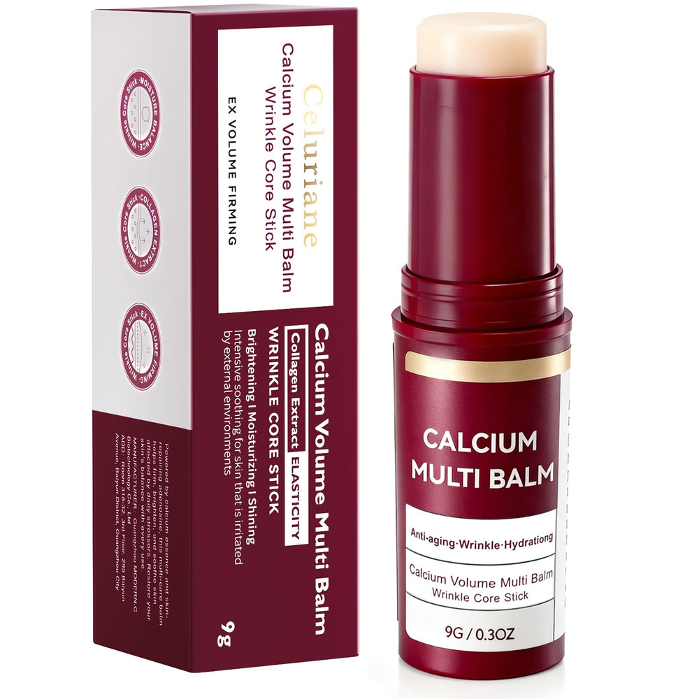 Celuriane Calcium Multi Balm Stick applied to face for hydration and glow.