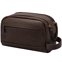 Celvetch PU leather toiletry bag front view emphasizes retro design for travel organization