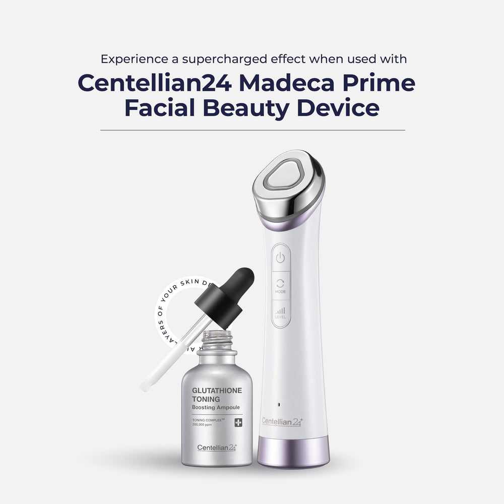 Centellian 24 glutathione-toning-ampoule application on hand demonstrates easy nightly use.