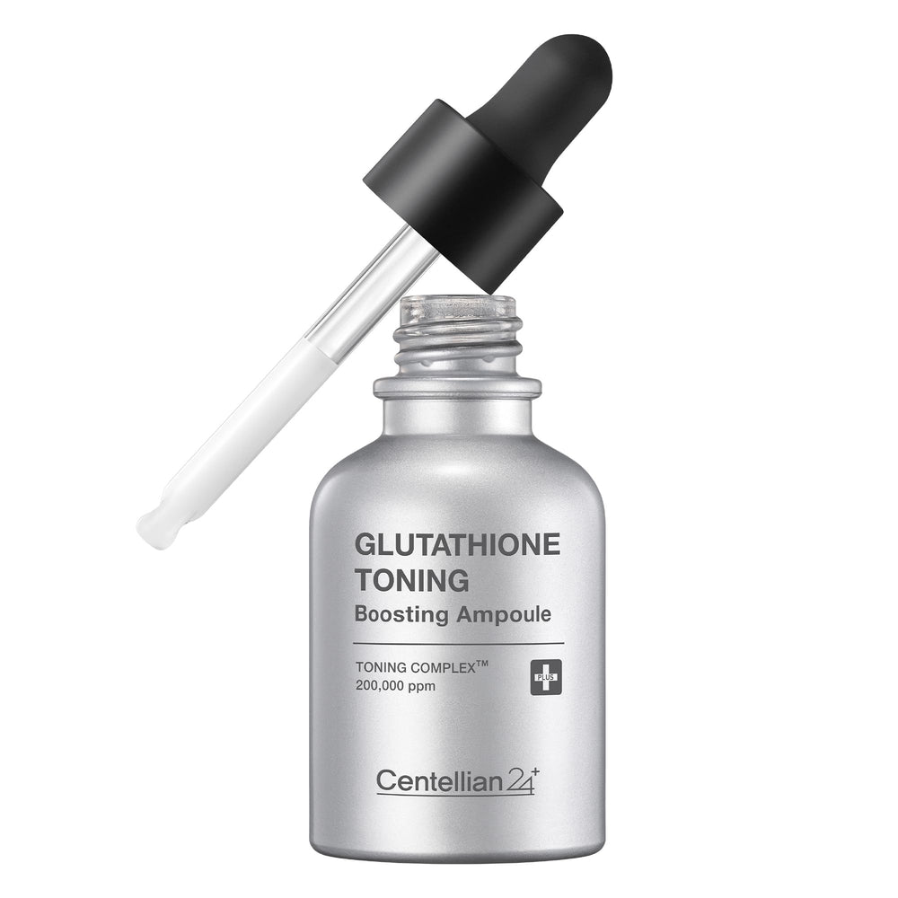 Centellian 24 glutathione-toning-ampoule bottle highlighting antioxidant formula for even skin tone.
